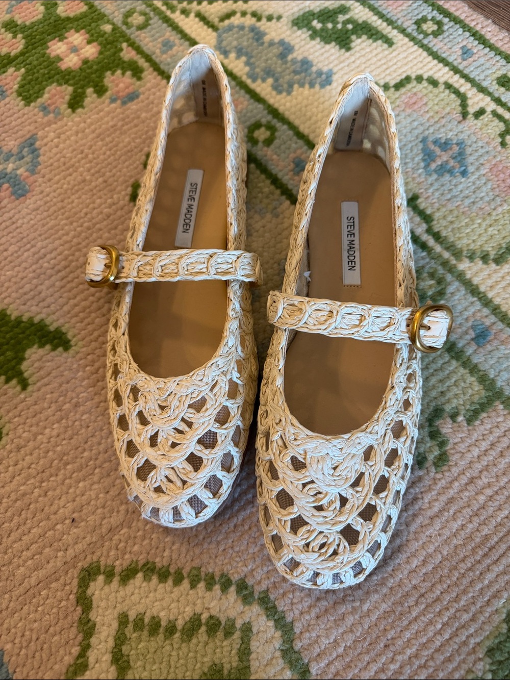 Steve Madden Melody Raffia Mary Jane Flats